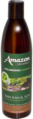 Amazon Organics, Volumizing Shampoo, Kava Kava & Acai with Lavender & Lemongrass, 12 fl oz (360 ml) ,حمام، الجمال، الشعر، فروة الرأس، الشامبو، مكيف
