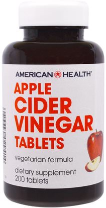 American Health, Apple Cider Vinegar Tablets, 200 Tablets ,المكملات الغذائية، خل التفاح