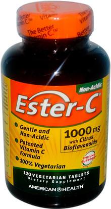 American Health, Ester-C, 1000 mg, 120 Veggie Tabs ,الفيتامينات، فيتامين ج، استر بيوفلافونويدس ج