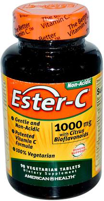 American Health, Ester-C, 1000 mg, 90 Veggie Tabs ,الفيتامينات، فيتامين ج، استر بيوفلافونويدس ج