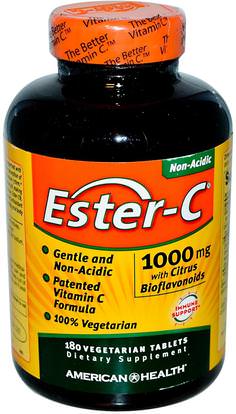 American Health, Ester-C, 1000 mg with Citrus Bioflavonoids, 180 Veggie Tabs ,الفيتامينات، فيتامين ج، استر بيوفلافونويدس ج