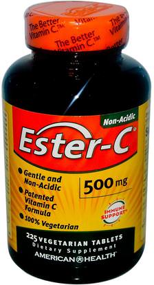 American Health, Ester-C, 500 mg, 225 Veggie Tabs ,الفيتامينات، فيتامين ج، استر ج عادي