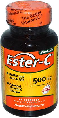 American Health, Ester-C, 500 mg, 60 Capsules ,الفيتامينات، فيتامين ج، استر ج عادي