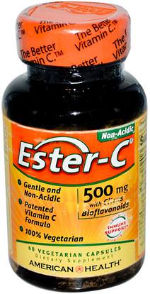 American Health, Ester-C, 500 mg, 60 Veggie Caps ,الفيتامينات، فيتامين ج، استر بيوفلافونويدس ج