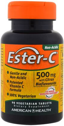 American Health, Ester-C, 500 mg, 90 Veggie Tabs ,الفيتامينات، فيتامين ج، استر بيوفلافونويدس ج