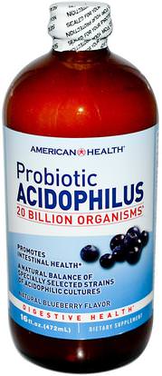 American Health, Probiotic Acidophilus, Natural Blueberry Flavor, 16 fl oz (472 ml) ,المكملات الغذائية، البروبيوتيك، أسيدوفيلوس، البروبيوتيك السائل