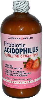 American Health, Probiotic Acidophilus, Natural Strawberry flavor, 16 fl oz (472 ml) ,المكملات الغذائية، البروبيوتيك، أسيدوفيلوس، البروبيوتيك السائل
