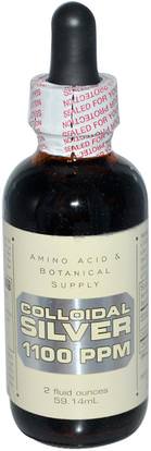 Amino Acid & Botanical Supply, Colloidal Silver, 1,100 ppm, 2 fl oz (59.14 ml) ,والمكملات، والفضة الغروانية