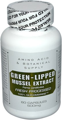 Amino Acid & Botanical Supply, Green-Lipped Mussel Extract, 500 mg, 60 Capsules ,المكملات الغذائية، بلح البحر الأخضر