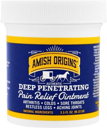 Amish Origins, Deep Penetrating, Pain Relief Ointment, 3.5 fl oz (99.22 g) ,والصحة، والعظام، وهشاشة العظام، والصحة المشتركة، والتهاب المفاصل