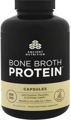 Ancient Nutrition, Bone Broth Protein, 180 Capsules ,الصحة، العظام، هشاشة العظام، الصحة المشتركة، مرق العظام، المكملات الغذائية، البروتين