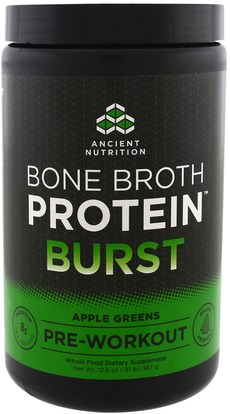 Ancient Nutrition, Bone Broth Protein Burst, Pre-Workout, Apple Greens, 12.9 oz (367 g) ,والصحة، والطاقة، والرياضة، تجريب