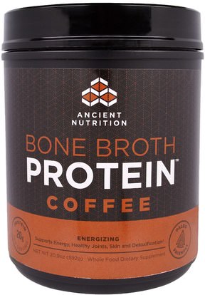 Ancient Nutrition, Bone Broth Protein, Coffee, 20.9 oz (592 g) ,الصحة، العظام، هشاشة العظام، الصحة المشتركة، مرق العظام، المكملات الغذائية، البروتين