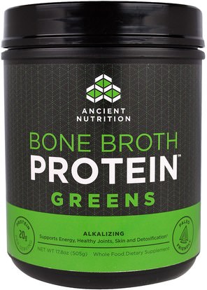 Ancient Nutrition, Bone Broth Protein Greens, 17.8 oz (505 g) ,والصحة، والعظام، وهشاشة العظام، والصحة المشتركة، مرق العظام