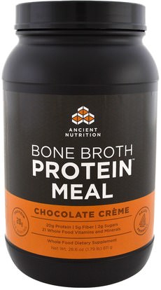 Ancient Nutrition, Bone Broth Protein Meal, Chocolate Creme, 28.6 oz (811 g) ,المكملات الغذائية، مشروبات البروتين