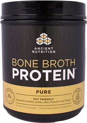 Ancient Nutrition, Bone Broth Protein, Pure, 15.7 oz (445 g) ,الصحة، العظام، هشاشة العظام، الصحة المشتركة، مرق العظام، المكملات الغذائية، البروتين