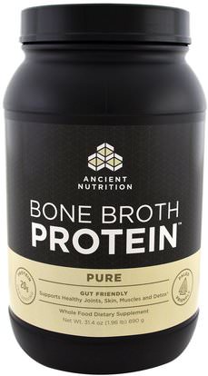 Ancient Nutrition, Bone Broth Protein, Pure, 31.4 oz (890 g) ,الصحة، العظام، هشاشة العظام، الصحة المشتركة، مرق العظام، المكملات الغذائية، البروتين
