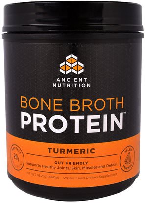 Ancient Nutrition, Bone Broth Protein, Turmeric, 16.2 oz (460 g) ,الصحة، العظام، هشاشة العظام، الصحة المشتركة، مرق العظام، المكملات الغذائية، الكركمين