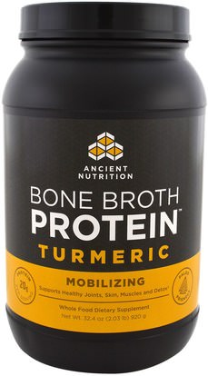 Ancient Nutrition, Bone Broth Protein, Turmeric, 32.4 oz (920 g) ,الصحة، العظام، هشاشة العظام، الصحة المشتركة، مرق العظام، المكملات الغذائية، الكركمين