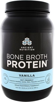 Ancient Nutrition, Bone Broth Protein, Vanilla, 34.8 oz (986 g) ,الصحة، العظام، هشاشة العظام، الصحة المشتركة، مرق العظام، المكملات الغذائية، البروتين