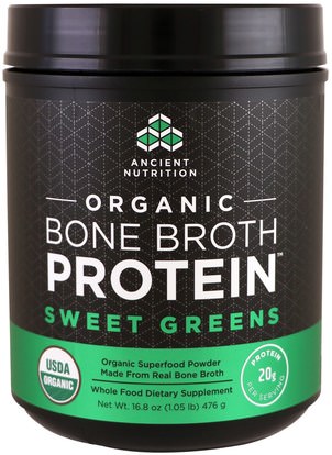 Ancient Nutrition, Organic Bone Broth Protein, Sweet Greens, 16.8 oz (476 g) ,Herb-sa