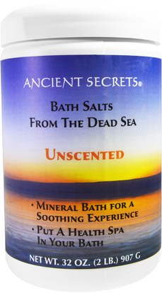 Ancient Secrets, Lotus Brand Inc., Bath Salts From The Dead Sea, Unscented, 2 lbs (907 g) ,حمام، الجمال، أملاح الاستحمام