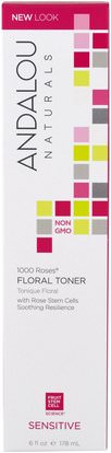 Andalou Naturals, 1000 Roses, Floral Toner, Sensitive, 6 fl oz (178 ml) ,الجمال، العناية بالوجه، نوع الجلد الوردية، البشرة الحساسة