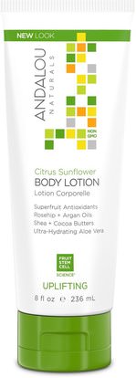 Andalou Naturals, Body Lotion, Citrus Sunflower, Uplifting, 8 fl oz (236 ml) ,حمام، الجمال، المستحضرات أرغان والزبدة، غسول الجسم