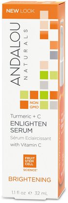 Andalou Naturals, Enlighten Serum, Turmeric + C, Brightening, 1.1 fl oz (32 ml) ,الصحة، الجلد المصل، الجمال، العناية بالوجه، اشراق العناية الوجه