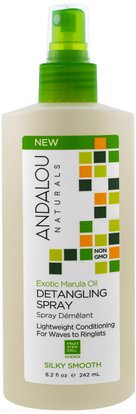 Andalou Naturals, Exotic Marula Oil, Silky Smooth Detangling Spray, 8.2 fl oz (242 ml) ,حمام، الجمال، الشعر، فروة الرأس، مكيفات