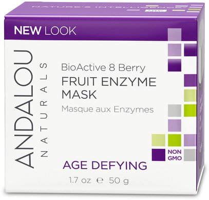 Andalou Naturals, Fruit Enzyme Mask, BioActive 8 Berry, Age Defying, 1.7 oz (50 g) ,الجمال، العناية بالوجه، مانوكا العسل العناية بالبشرة، أقنعة الوجه، السكر، أقنعة الفاكهة