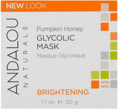 Andalou Naturals, Glycolic Mask, Pumpkin Honey, Brightening, 1.7 oz (50 g) ,الجمال، العناية بالوجه، مانوكا العسل العناية بالبشرة، اشراق العناية الوجه