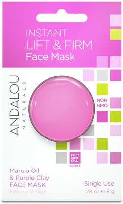 Andalou Naturals, Instant Lift & Firm, Marula Oil & Purple Clay Face Mask.28 oz (8 g) ,الجمال، أقنعة الوجه، أقنعة الطين