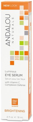 Andalou Naturals, Luminous Eye Serum, Brightening.6 fl oz (18 ml) ,الصحة، مصل الجلد، الجمال، كريمات العين