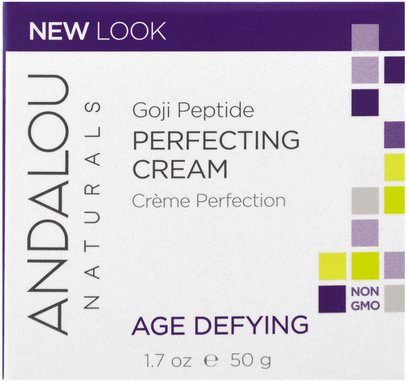 Andalou Naturals, Perfecting Cream, Goji Peptide, Age Defying, 1.7 fl oz (50 ml) ,فيتامين سي