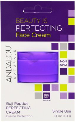 Andalou Naturals, Perfecting Cream, Goji Peptide, Single Use.14 oz (4 g) ,فيتامين سي