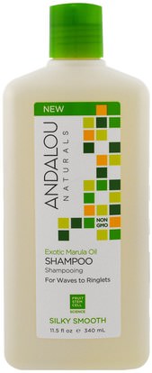 Andalou Naturals, Shampoo, Silky Smooth, For Waves to Ringlets, Exotic Marula Oil, 11.5 fl oz (340 ml) ,حمام، الجمال، الشعر، فروة الرأس، الشامبو، مكيف