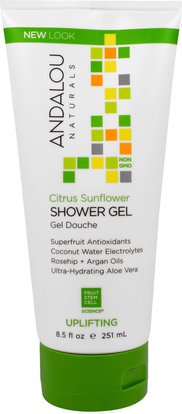 Andalou Naturals, Shower Gel, Citrus Sunflower, Uplifting, 8.5 fl oz (251 ml) ,حمام، الجمال، حمام أرجان، هلام الاستحمام