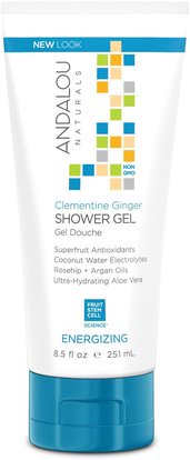 Andalou Naturals, Shower Gel, Energizing, Clementine Ginger, 8.5 fl oz (251 ml) ,حمام، الجمال، حمام أرجان، هلام الاستحمام