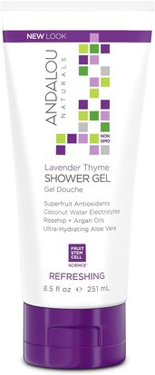 Andalou Naturals, Shower Gel, Refreshing, Lavender Thyme, 8.5 fl oz (251 ml) ,حمام، الجمال، حمام أرجان، هلام الاستحمام