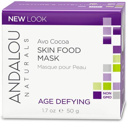 Andalou Naturals, Skin Food Mask, Avo Cocoa, Age Defying, 1.7 oz (50 g) ,الجمال، أقنعة الوجه، مكافحة-- الشيخوخة، اشراق الأقنعة