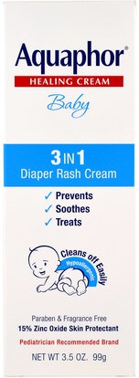 Aquaphor, Healing Cream, Baby, 3 In 1 Diaper Rash Cream, 3.5 oz (99 g) ,صحة الطفل، ديابيرينغ