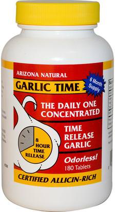 Arizona Natural, Garlic Time, 180 Tablets ,المكملات الغذائية، المضادات الحيوية، الثوم