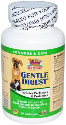 Ark Naturals, Gentle Digest, Includes Prebiotics & Probiotics, For Dogs & Cats, 60 Capsules ,رعاية الحيوانات الأليفة، والكلاب الأليفة والحيوانات الأليفة القطط