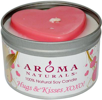 Aroma Naturals, 100% Natural Soy Candle, Hugs & Kisses XOXO!, 6.5 oz ,الشموع، حمام، الجمال، هدية مجموعات