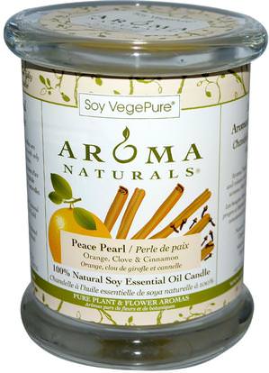 Aroma Naturals, 100% Natural Soy Essential Oil Candle, Peace Pearl, Orange, Clove & Cinnamon, 8.8 oz (260 g) ,حمام، الجمال، الشمعات