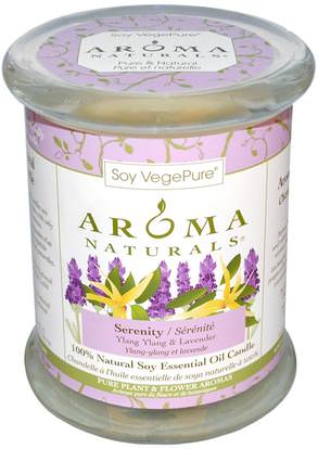 Aroma Naturals, 100% Natural Soy Essential Oil Candle, Serenity, Ylang Ylang & Lavender, 8.8 oz (260 g) 3 x 3.5 ,حمام، الجمال، الشمعات