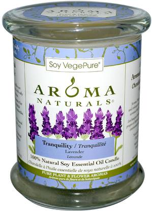 Aroma Naturals, 100% Natural Soy Essential Oil Candle, Tranquility, Lavender, 8.8 oz (260 g) ,حمام، الجمال، الشمعات