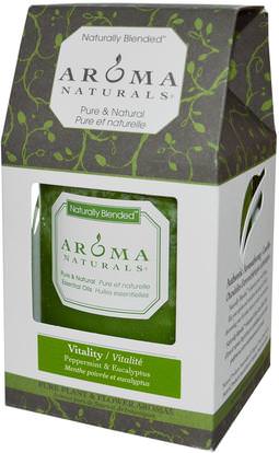 Aroma Naturals, Naturally Blended, Pillar Candle, Vitality, Peppermint & Eucalyptus, 3 x 3.5 ,حمام، الجمال، الشمعات