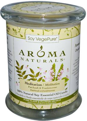 Aroma Naturals, Soy VegePure, 100% Natural Soy Pillar Candle, Meditation, Patchouli & Frankincense, 8.8 oz (260 g) ,حمام، الجمال، الشمعات